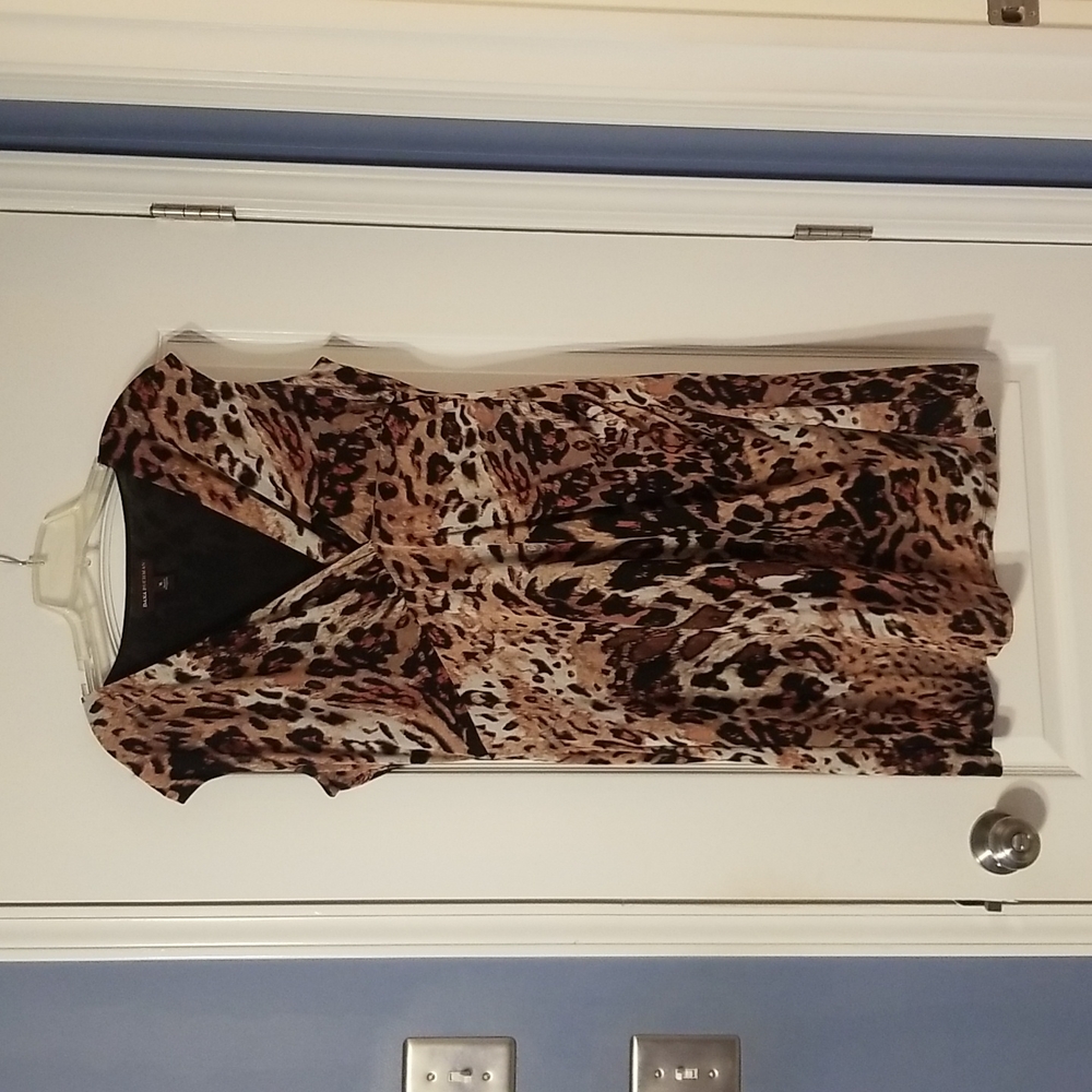 Animal print cap sleeve dress